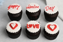 Set of Six Valentine Love Filled Chocolate Cupcakes
