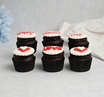 Set of Six Valentine Love Filled Chocolate Cupcakes
