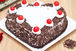 heart-shape black forest cake